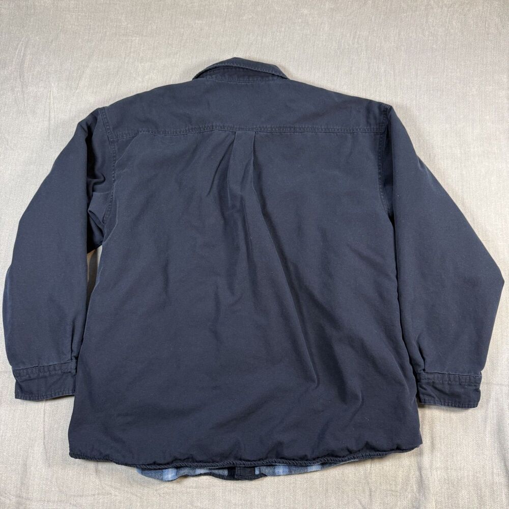Levis Shirt Jacket Mens XXL Navy Fleece Lined Plaid Button Up Shacket Chore - Picture 3 of 8